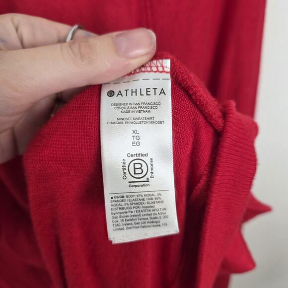 Athleta Red Soft Long Sleeve Fitness Athleisure Pullover Shirt Size XL - Picture 4 of 7